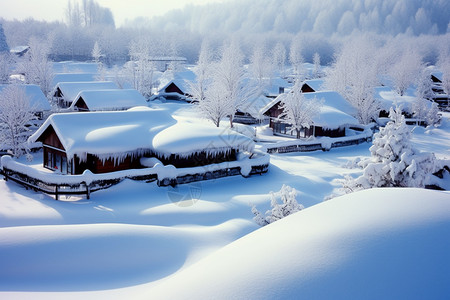 大雪户外村庄雪乡背景