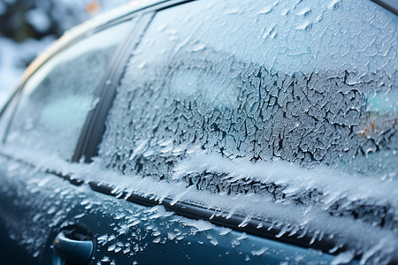 冬季结冰的车窗图片