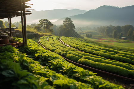 夏季热带地区的茶园图片