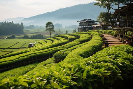 夏季农业茶园景观图片