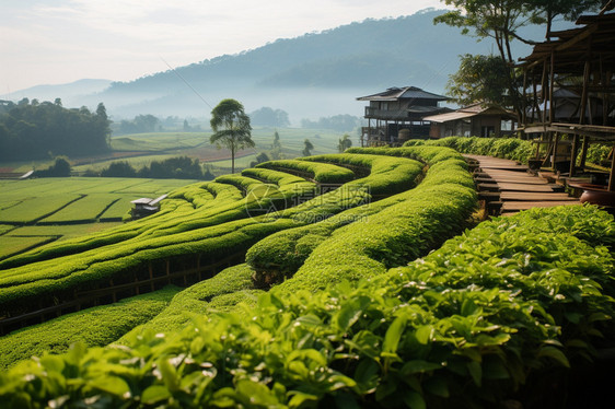 夏季农业茶园景观图片