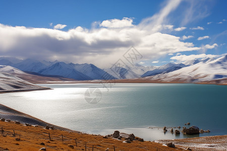 清澈的湖水背景图片