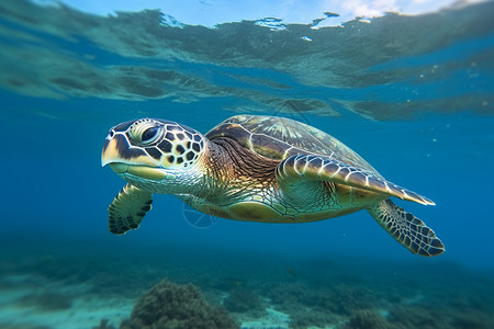 海龟在水里游泳高清图片