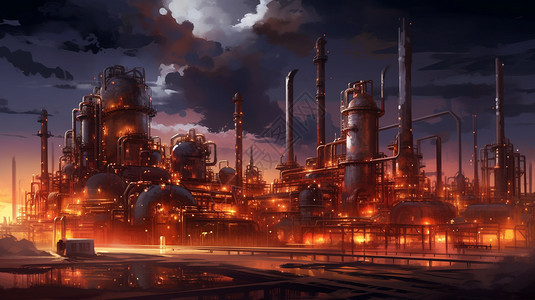 火热的炼油厂图片