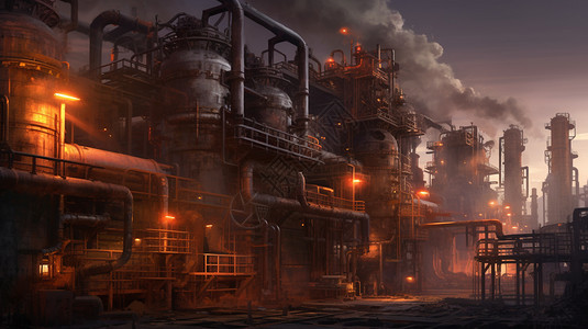 繁忙的炼油厂图片