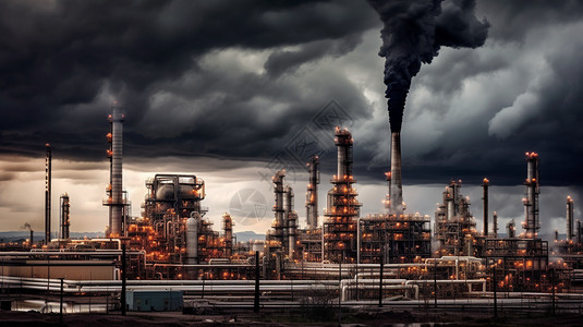 排烟的炼油厂高清图片