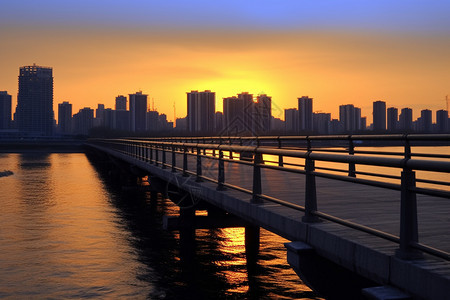 日落下的大桥图片