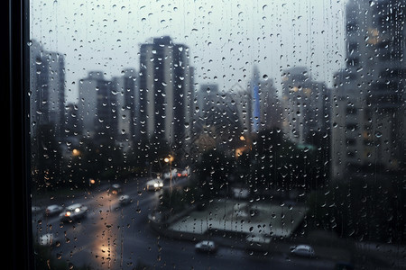 下雨中的城市图片