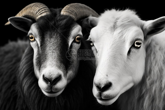 两只温顺可爱的羊图片
