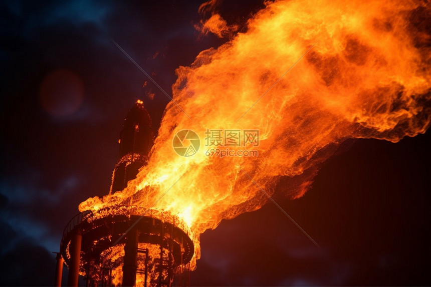 天然气火炬高清图片下载-正版图片600273378-摄图网
