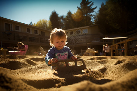 玩沙子的孩子图片