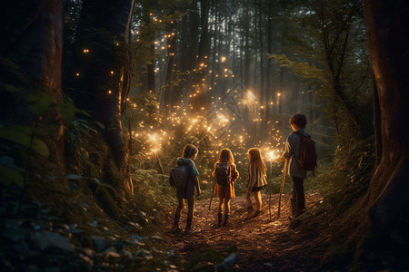 梦幻般的童话般的魔法森林设计图片