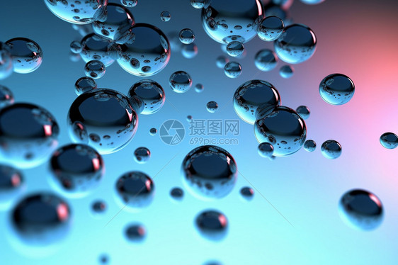 蓝色透明水分子图片