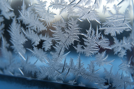 水晶玻璃玻璃上的雪花背景