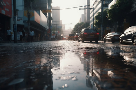 雨后的路面背景图片