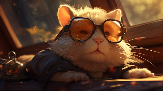 宠物仓鼠戴眼镜的可爱仓鼠设计图片