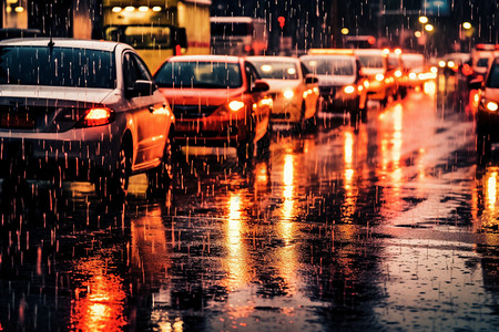 雨夜城市的交通图片