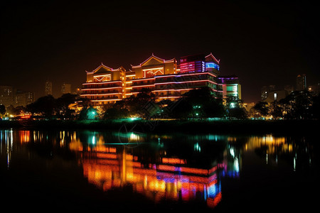 城市建筑景观的夜景图片