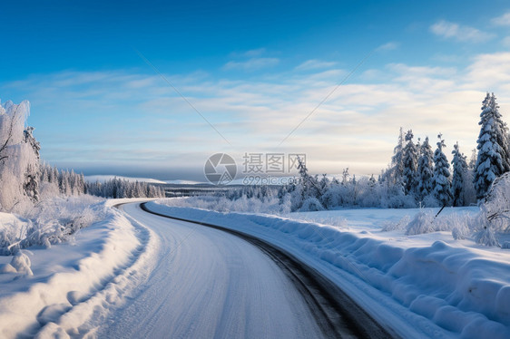 户外雪地森林的自然景观图片