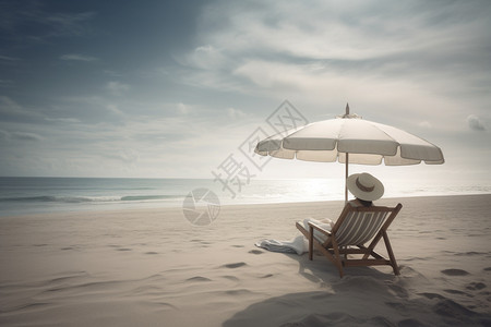 一个人躺在沙滩椅上图片