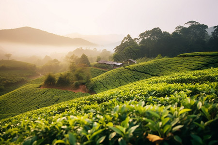 雁南飞茶田景色山间的田背景