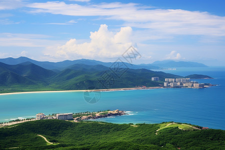 天蓝色的亚龙湾景色背景图片