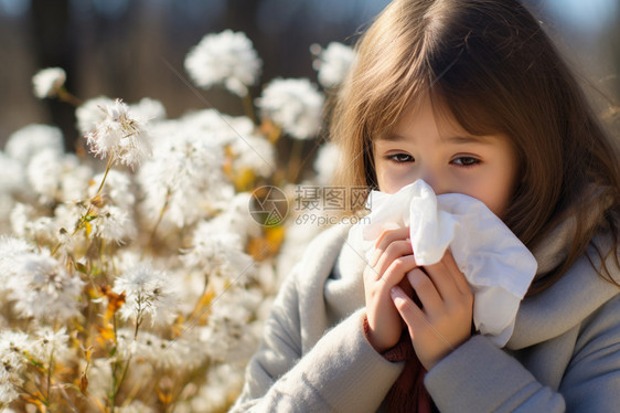 生病感冒的外国小女孩图片