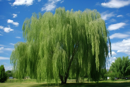 夏季草原上的柳树图片