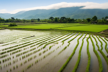 种植着水稻的农田图片