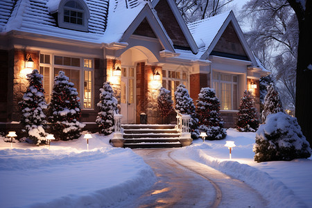 冬季的房屋建筑景观背景图片