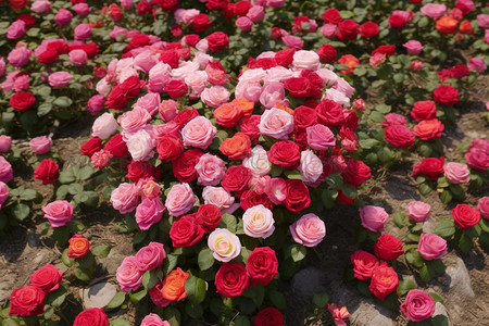 带浪漫气息的玫瑰园高清图片