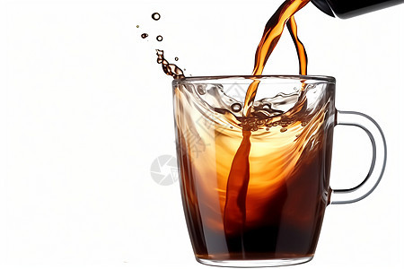 咖啡倒入玻璃杯中背景图片