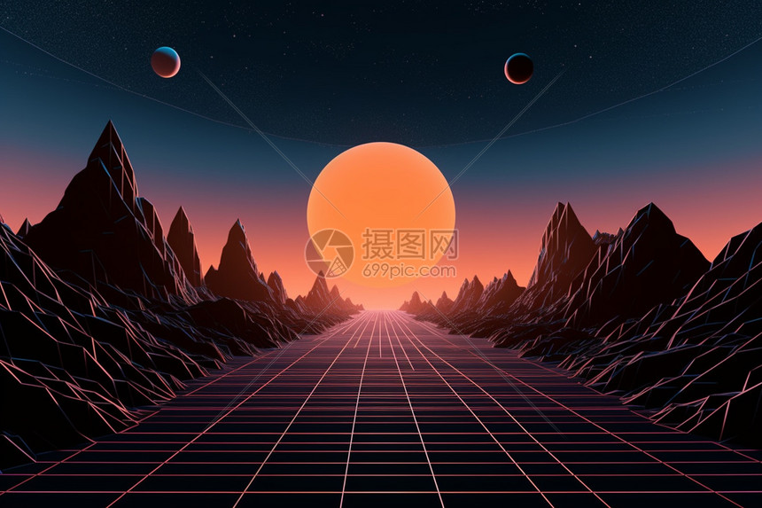 夜空中发光的行星图片