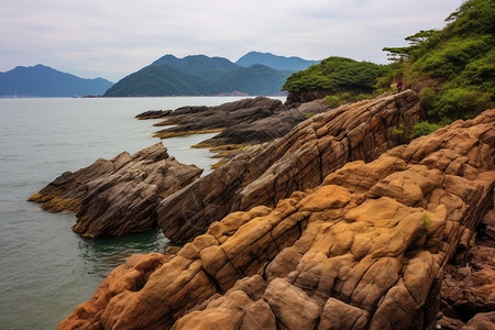 海水冲刷的海滩图片