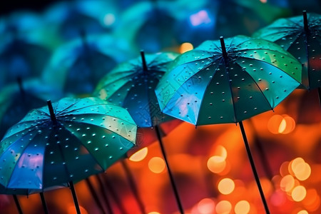 灯光照射下的雨伞背景图片