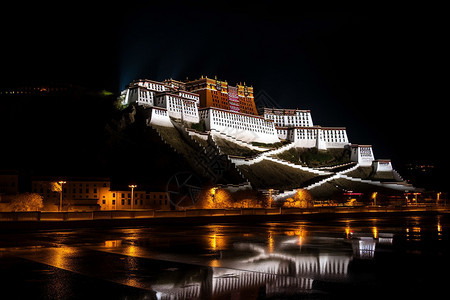 夜晚的布达拉宫图片