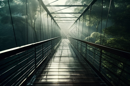 通往神秘森林的玻璃桥图片