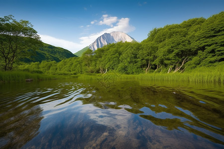 清澈的湖水背景图片