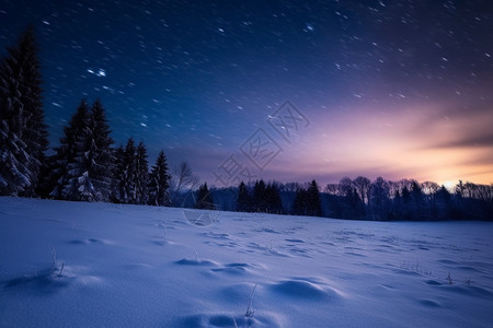 夜晚的雪地图片