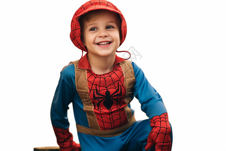 蜘蛛侠衣服的男孩图片