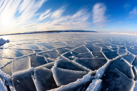 结冰的冰湖图片