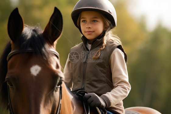 骑在马背上的女孩图片