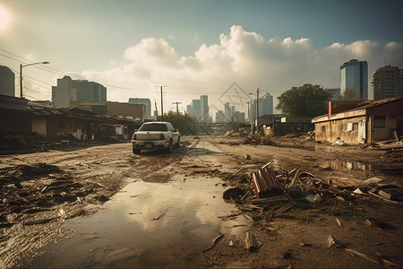 水淹的城市图片