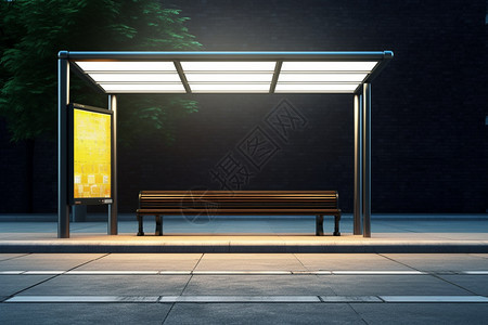 公共汽车站广告牌图片