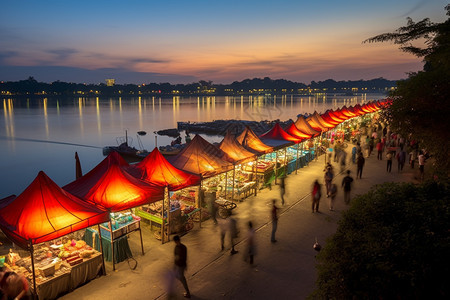 夜晚街头的市场图片