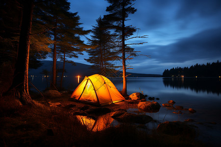 户外的夜间帐篷背景