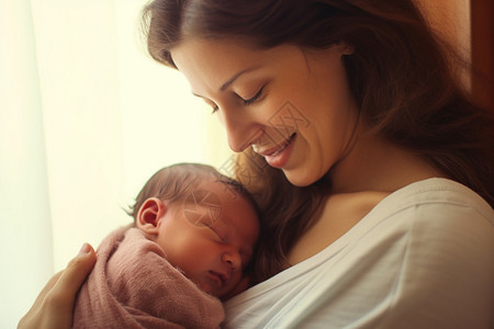 温馨幸福的母婴背景图片
