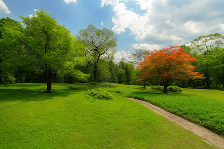 春天草地的风景图片