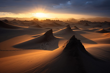 日出照耀的沙丘背景图片