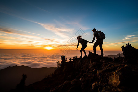 爬山的登山者图片